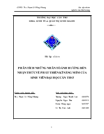 Đề tài Phân tích những nhân tố ảnh hưởng đến nhận thức về phát triển kĩ năng mềm của sinh viên đại học Cần Thơ