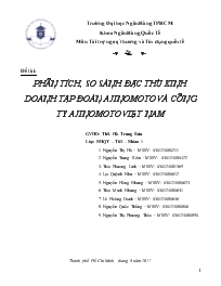 Đề tài Phân tích, so sánh đặc thù kinh doanh tập đoàn ajinomoto và công ty ajinomoto Việt Nam