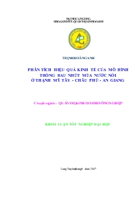 Đề tài Phương pháp phân tích hiệu quả kinh tế của mô hình trồng rau nhút mùa nước nổi ở Thạnh Mỹ Tây - Châu Phú - An Giang