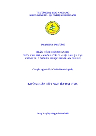 Đề tài Phương pháp phân tích mối quan hệ giữa chi phí - Khối lượng - lợi nhuận tại công ty cổ phần dược phẩm An Giang