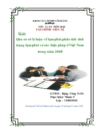 Đề tài Qua cơ sở lý luận về lạm phát.phân tích tình trạng lạm phát và các biện pháp ở Việt Nam trong năm 2008