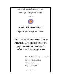 Đề tài Thực trạng và một số giải pháp nhằm hoàn thiện chiến lược hoạt động kinh doanh của công ty cổ phần Địa Sinh