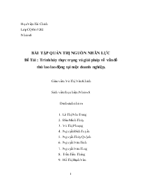 Đề tài Trình bày thực trạng và giải pháp về vấn đề thù lao lao động tại một doanh nghiệp