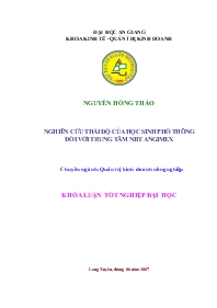 Đề tài Vấn đề nghiên cứu thái độ của học sinh phổ thông đối với trung tâm Niit Angimex