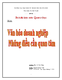 Đề tài Văn hóa doanh nghiệp những điều cần quan tâm