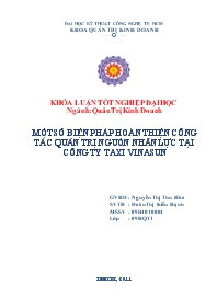 Khóa luận Một số biện pháp hoàn thiện công tác quản trị nguồn nhân lực tại công ty Taxi Vinasun