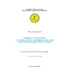 Khóa luận Nghiên cứu nhận thức của nông dân về mô hình htx kiểu mới tại huyện Thoại Sơn tỉnh An Giang