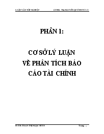 Luận văn Cơ sở lý luận về phân tích Báo cáo  tài chính