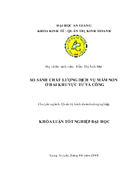 Luận văn Thực tế so sánh chất lượng dịch vụ mầm non ở hai khu vực tư và công