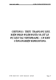 Thực trạng nợ xấu, biện pháp ngăn ngừa và xử lý nợ xấu tại vietinbank – chi nhánh khu công nghiệp Bình Dương