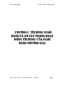 Tín dụng ngân hàng và nợ xấu trong hoạt động tín dụng của ngân hàng thương mại