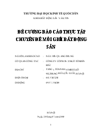 Báo cáo Đề cương thực tập chuyên đề môi giới bất động sản