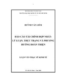 Báo cáo Tài chính hợp nhất: lý luận, thực trạng và phương hướng hoàn thiện