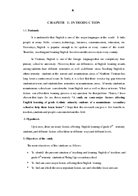 Đề tài A study on some major factors affecting English learning of grade 6 ethnic minority students of a mountainous secondary school to help them learn better