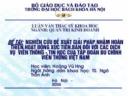 Đề tài Bàn về nghiên cứu đề xuất giải pháp nhằm hoàn thiện hoạt động xúc tiến bán đối với các dịch vụ viễn thông - Tin học của tập đoàn bưu chính viễn thông Việt Nam