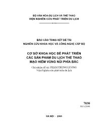 Đề tài Cơ sở khoa học để phát triển các sản phẩm du lịch thể thao mạo hiểm vùng núi phía bắc