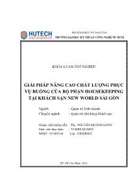 Đề tài Giải pháp nâng cao chất lượng phục vụ buồng của bộ phận housekeeping tại khách sạn New World Sài Gòn