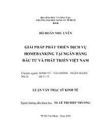 Đề tài Giải pháp phát triển dịch vụ homebanking tại ngân hàng đầu tư và phát triển Việt Nam