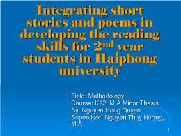 Đề tài Integrating short stories and poems in developing the reading skills for 2nd year students in Haiphong university
