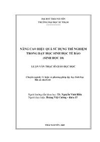 Đề tài Nghiên cứu nâng cao hiệu quả sử dụng thí nghiệm trong dạy học sinh học tế bào (sinh học 10)