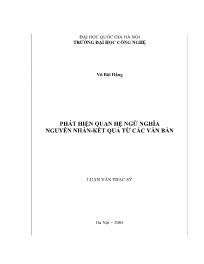 Đề tài Phát hiện quan hệ ngữ nghĩa nguyên nhân-Kết quả từ các văn bản