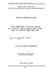 Đề tài Phát triển dịch vụ chứng khoán của công ty chứng khoán ngân hàng đầu tư và phát triển Việt Nam
