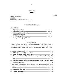 Đề tài Tìm hiểu tổng quan về hoạt động hỗ trợ tín dụng của ngân hàng đối với doanh nghiệp nhỏ và vừa