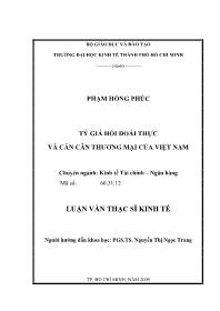 Đề tài Tỷ giá hối đoái thực và cán cân thương mại của Việt Nam