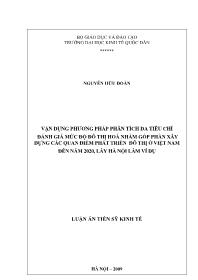 Đề tài Việc vận dụng phương pháp phân tích đa tiêu chí đánh giá mức độ đô thị hoá nhằm góp phần xây dựng các quan điểm phát triển đô thị ở Việt Nam đến năm 2020, lấy Hà Nội làm ví dụ