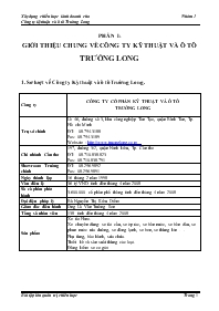 Đề tài Xây dựng chiến lược kinh doanh cho Công ty kỹ thuật và ô tô Trường Long