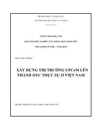 Đề tài Xây dựng thị trường upcom lên thành OTC thực sự ở Việt Nam