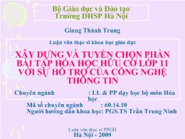 Đề tài Xây dựng và tuyển chọn phần bài tập hóa học hữu cơ lớp 11 với sự hỗ trợ của công nghệ thông tin