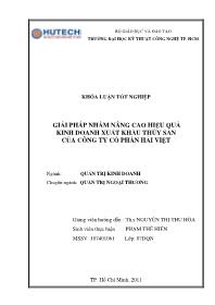 Khóa luận Giải pháp nhằm nâng cao hiệu quả kinh doanh xuất khẩu thủy sản của công ty cổ phần Hải Việt