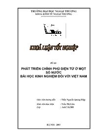 Khóa luận Phát triển chính phủ điện tử ở một số nước bài học kinh nghiệm đối với Việt Nam
