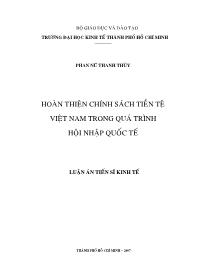 Luận án Hoàn thiện chính sách tiền tệ Việt Nam trong quá trình hội nhập quốc tế