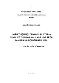Luận án Hoàn thiện nội dung quản lý nhà nước về thương mại hàng hóa trên địa bàn Hà Nội đến năm 2020