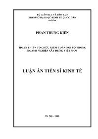 Luận án Hoàn thiện tổ chức kiểm toán nội bộ trong doanh nghiệp xây dựng Việt Nam