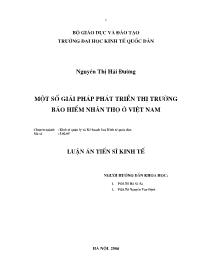 Luận án Một số giảI pháp phát triển thị tường bảo hiểm nhân thọ ở Việt Nam