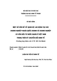 Luận án Một số vấn đề về quan hệ lao động tại các doanh nghiệp ngoài quốc doanh và doanh nghiệp có vốn đầu tư nước ngoài ở Việt Nam trong thời kỳ chuyển đổi kinh tế