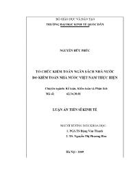 Luận án Tổ chức kiểm toán ngân sách nhà nước do kiểm toán nhà nước Việt Nam thực hiện
