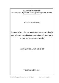 Luận văn Ảnh hưởng của hệ thống anh sinh xã hội tới vấn đề nghèo đói hộ nông dân huyện Văn Chấn - Tỉnh Yên Bái