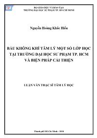 Luận văn Bầu không khí tâm lý một số lớp học tại trường đại học sư phạm thành phố Hồ Chí Minh và biện pháp cải thiện