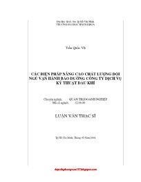 Luận văn Các biện pháp nâng cao chất lượng đội ngũ vận hành bảo dưỡng công ty dịch vụ kỹ thuật dầu khí