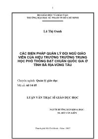 Luận văn Các biện pháp quản lý đội ngũ giáo viên của hiệu trưởng trường trung học phổ thông đạt chuẩn quốc gia ở tỉnh Bà Rịa-Vũng tàu