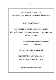 Luận văn Các giải pháp chiến lược phát triển sản xuất kinh doanh của công ty Vạn Thành đến năm 2010