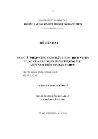 Luận văn Các giải pháp nâng cao chất lượng dịch vụ tín dụng của các ngân hàng thương mại Việt Nam trên địa bàn thành phố Hồ Chí Minh