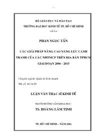 Luận văn Các giải pháp nâng cao năng lực cạnh tranh của các ngân hàng thương mại cổ phần trên địa bàn thành phố Hồ Chí Minh giai đoạn 2006 - 2015