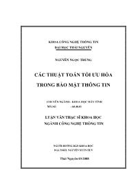 Luận văn Các thuật toán tối ưu hóa trong bảo mật thông tin