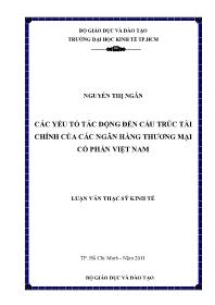 Luận văn Các yếu tố tác động đến cấu trúc tài chính của các ngân hàng thương mại cổ phần Việt Nam