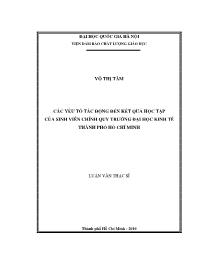 Luận văn Các yếu tố tác động đến kết quả học tập của sinh viên chính quy trường đại học kinh tế thành phố Hồ Chí Minh